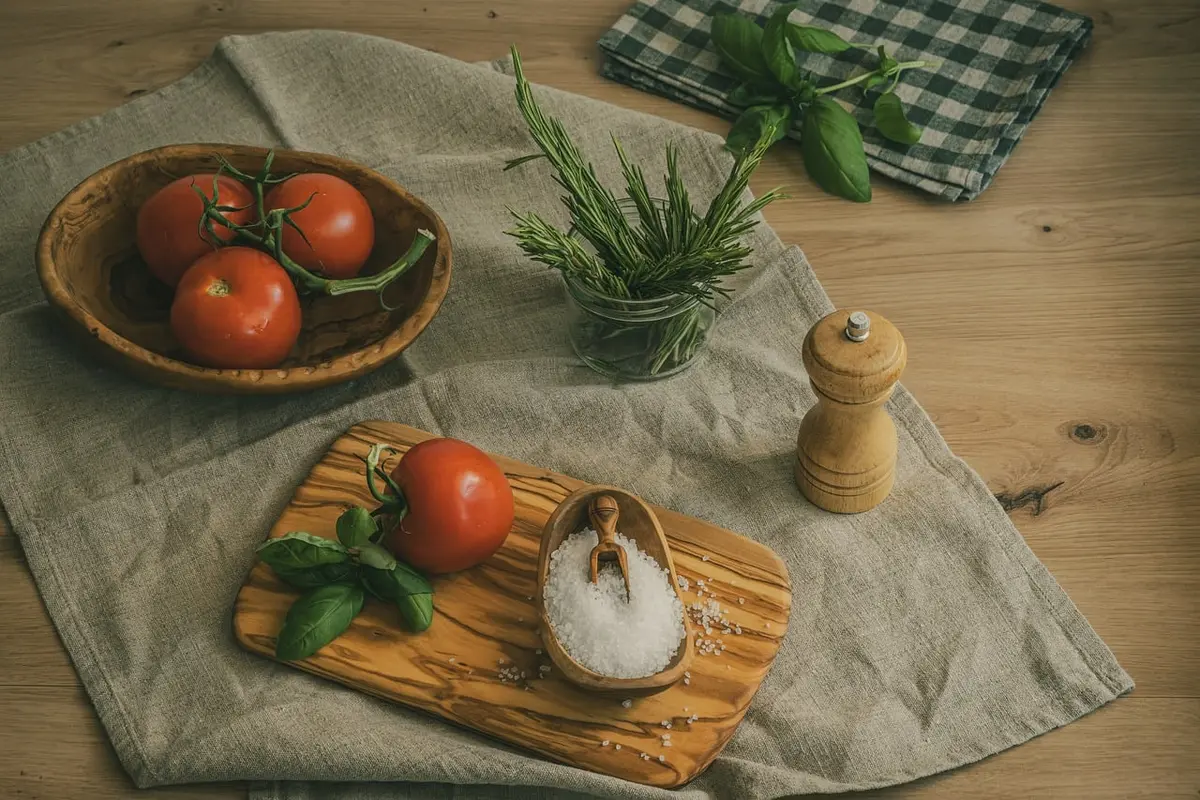 Feuilles de sauge utilisées en cuisine sur une planche